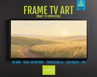 Serene Sunrise Landscape with Winding Path and Pastel Sky - Perfect for Samsung Frame TV Art in 4K UHD Quality