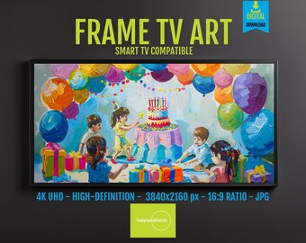 Kids Birthday Party TV Art, Colorful Celebration (Samsung Frame Digital Download)