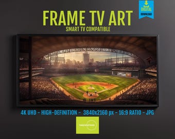 Baseball Frame TV Art 4K for Samsung | Vintage Stadium Decor, Retro Sports Gift, Target Field TV Print, Baseball Memorabilia