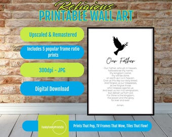 Lord's Prayer Printable Art, Modern Minimalist Christian Decor, Inspirational Scripture Wall Art, Our Father Prayer Poster Digital Download