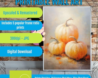 Rustic Pumpkin Wall Art - Fall Harvest Printable, Cozy Autumn Home Decor, Halloween & Fall Wall Art, Digital Pumpkin Decor Download
