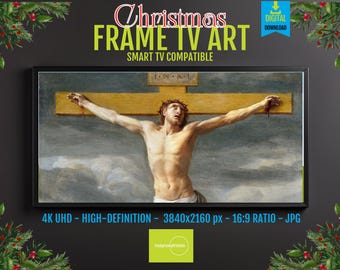 Jesus on Cross Digital Art: Religious Wall Decor for Frame TV