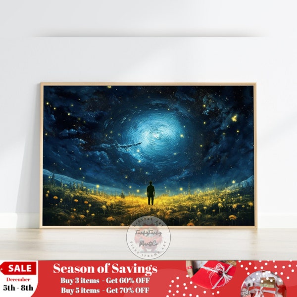 Keep Your Eyes on the Stars and Your Feet on the Ground, Starry Nights Print, Theodore Roosevelt Quote Art Print , Large Printable Art