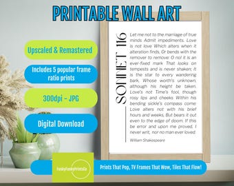 Sonnet 116 by William Shakespeare - Poetry Art Print Literature, Poem Wall Art PRINTABLE, Modern Home Decor, Digital Download