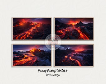 Samsung Frame TV Art, Islandia Landscape TV Art, Erupción volcánica, Impresión de viajes nórdicos, Fotografía de montaña, Arte de Islandia para Frame Tv, 4K