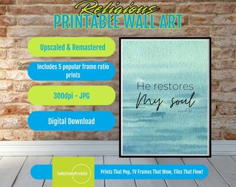 Psalm 23 Wall Art PRINTABLE for Christian Homes, Inspirational Bible Verse Decor, Religious Digital Download Scripture Art