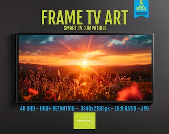 Wildflower Sunset Print: Tranquil Nature Scene (4K Digital Art)