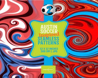 Seamless Pattern Digital Paper Austin FC Swirls Printable—Vibrant Colors, Fluid Movement Modern Art for Soccer Decor & Gift Wrap
