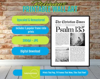 Psalm 135 Wall Art PRINTABLE, Minimalist Black and White Christian Decor, Modern Spiritual Home Digital Download, Scripture Quote Poster