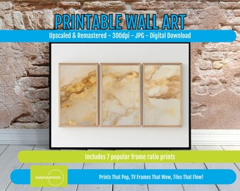 Gold Marble Abstract Art Prints Set of 3 – Luxe Stone Texture Posters, Neutral Glam Wall Decor, Minimalist Printable Bundle