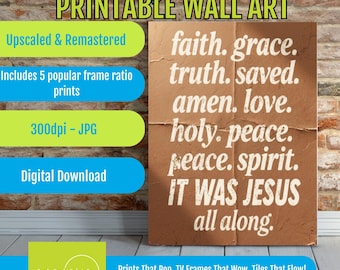 Faith and Love Christian Wall Art Print Neutral Rustic Decor with Bible Verse, Instant Download, Spiritual Motivational Based Artwork
