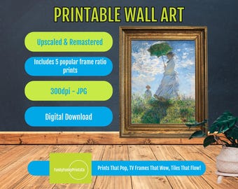 Monet Print Madame Monet and Her Son, Woman with Parasol, Impressionist Wall Art, Vintage Digital Download, Classic Printable Decor