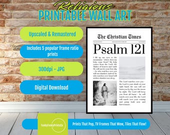 Psalm 121 PRINTABLE Wall Art | Minimalist Scripture Digital Download | Black and White Christian Home Decor | Bible Verse Quote Print