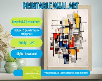 Cubist Portrait Print, Bold Geometric Abstract Face Poster, Modern Picasso Inspired Wall Art, Contemporary Home Decor Digital Download