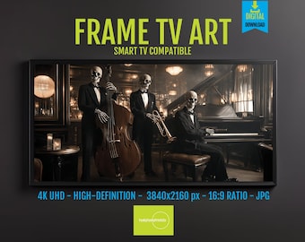 Humorous Jazz Skeleton Band Art - Elegant Lounge for Samsung Frame TV