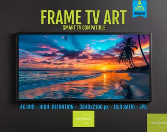 Tropical Sunset Beach Art: 4K Ocean View for Samsung Frame TV