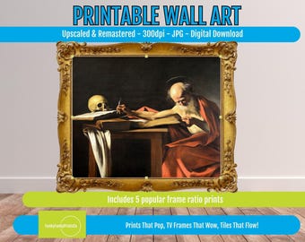 Caravaggio Saint Jerome Print: Chiaroscuro Memento Mori Art (Digital Download)