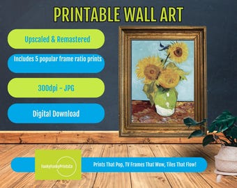 Van Gogh Print Sunflowers Art Download - Vibrant Floral Wall Decor, Still Life PRINTABLE, Home Accent, Unique Gift for Art Lovers