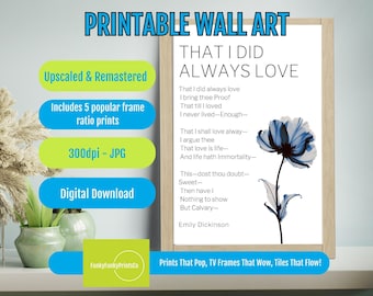 Emily Dickinson Poetry Print: Inspirational Literary Quote (Digital Download)