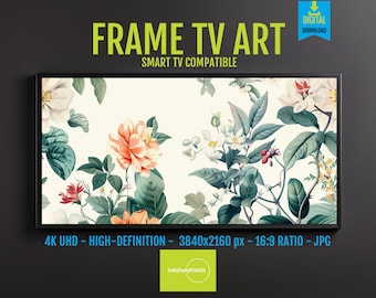 Vintage Floral Samsung Frame TV Art: Elegant Botanical Design (Digital Download)