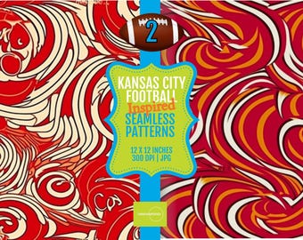 12x12 Seamless Tiles - Kansas City Football Inspired Colors, Set of 2 | PRINTABLE Patterns & Digital Papers | 300 DPI JPG Seamless Design