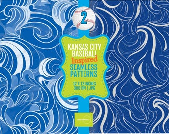 PRINTABLE Tiles 12x12 Kansas City Baseball Seamless Pattern, Digital Art, Sports-Inspired PRINTABLE Paper, 300dpi JPEG
