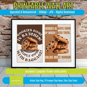 Cookie Quote Printable Art Set, Funny Kitchen Decor for Rustic Homes, Whimsical Food Humor Wall Art, Instant Digital Download Prints, 3000
