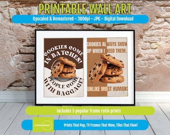 Funny Cookie Quote Kitchen Prints: Rustic Food Humor Wall Art (Digital Download)
