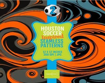 Houston Soccer Pattern Digital Paper: Seamless Sports Art Print (12x12, JPG & PNG)