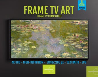 Monet Water Lilies Art 4K Digital Download for Samsung FRAME TV, Impressionist Masterpiece Print, Modern Nature Wall Decor, 8488