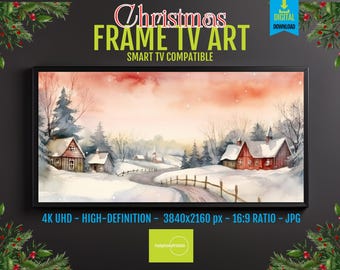 Christmas Art For Samsung Tv Vintage Christmas Theme Art | Digital Holiday Decor | Tv Screensaver | 4K HD 16x9