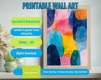 Printable Wall Art Set – Abstract Watercolor Series, Neutral Pastel Minimal Boho Gallery Bundle, Modern Home Decor, Digital Download