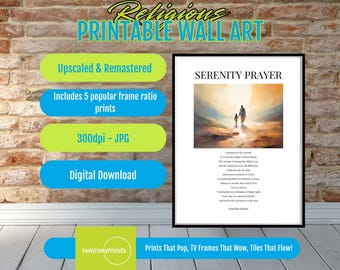 Serenity Prayer PRINTABLE Bible Art | Inspirational Christian Print | Spiritual Home Decor Gift | Faith-Based Artwork for Peaceful Living