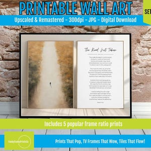 Robert Frost Poem Print Set: Autumn Forest Path Wall Art (Digital Download