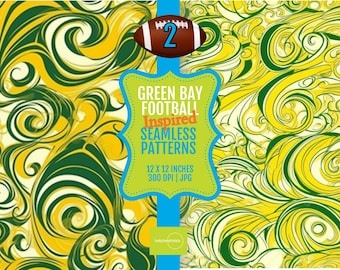 12x12 Seamless Tiles - Green Bay Football-Inspired Colors, Set of 2 | PRINTABLE Patterns & Digital Papers | 300 dpi JPG Seamless Pattern