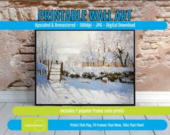 Winter Snow Landscape Print - Claude Monet Art - Serene Snowy Scene Wall Art, Impressionist Nature Decor, Cozy Home Gift