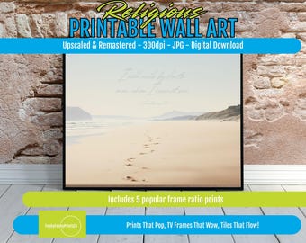 Faith Wall Art PRINTABLE - I Will Walk by Faith, 2 Corinthians 5:7 Scripture, Christian Digital Decor, Inspirational Bible Verse Art