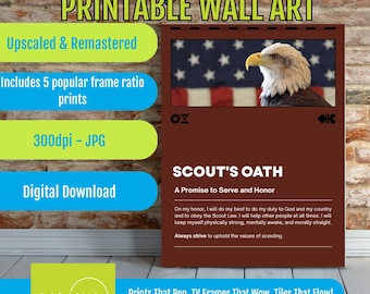 Eagle Scout's Oath Art: American Flag Patriotic Print (Digital Download