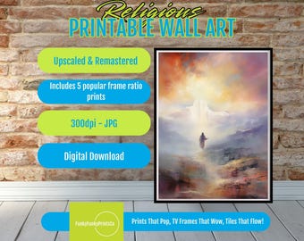 Religious Wall Art Jesus Walking in Light Digital Print, Abstract Spiritual Christian Faith Decor, PRINTABLE Art for Prayer Room