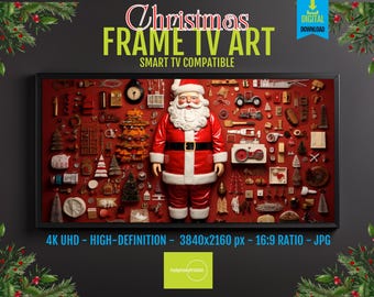 Samsung Frame TV Art Santa Claus Winter Scene, Christmas Digital Download, 4K HD Holiday Screensaver, Cozy Winter Decor 16x9