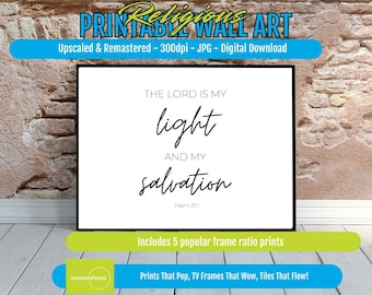 Bible Verse Print The Lord is My Light Psalm 27:1, Inspirational Christian Wall Art, Faith-Based Home Decor, Motivational Scripture Gifts
