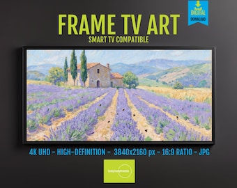 Serene Lavender Fields Under Blue Skies - A Picturesque Impressionist Landscape Art for Your Samsung Frame TV