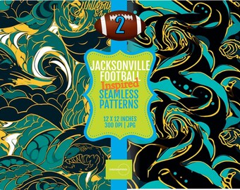 Seamless Pattern 12x12 Black & Green Football Digital Papers, Jacksonville Inspired, 300dpi JPG PRINTABLE Tiles for Crafts