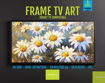 Daisy Screensaver 4K Digital Download for Samsung Frame TV – Vibrant Spring Floral Art, Garden Botanical April Bloom Decor