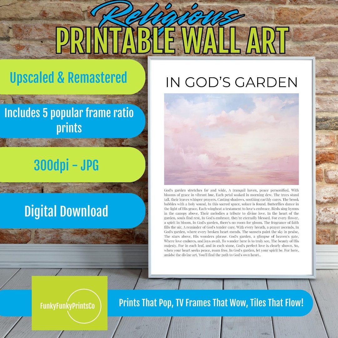 In Gods Garden Poem Print, Christian Wall Art, Spiritual Poetry ...