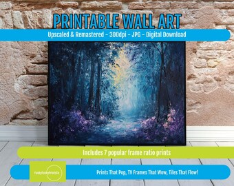 Mystical Forest Path Digital Art, Enchanted Woodland Scene, Dreamy Nature Landscape Printable, Moody Trees Wall Decor for Cozy Modern Home