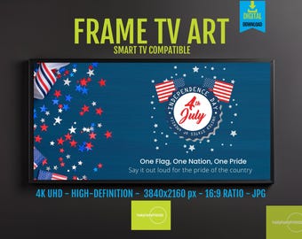 4th July Wall Art for Frame TV, Patriotic Digital Download, USA Independence Day Decor, Red White Blue 4K HD 16x9 Screensaver Art, 231