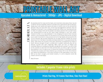 Desiderata Poem PRINTABLE Wall Art - Max Ehrmann Inspirational Decor, Motivational Quote Art, Minimalist Design, Digital Download