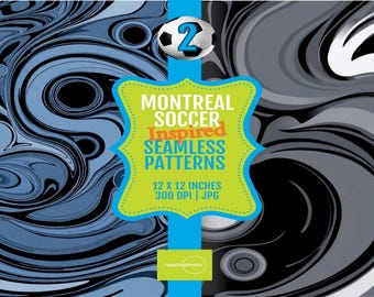 Montreal Soccer Seamless Patterns – Unique Blue Black Abstract Sports Graphics, Colorful 12x12 Digital Paper, 300 DPI Modern Design