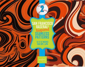 San Francisco Art PRINTABLE Tiles – 12x12 Baseball Seamless Pattern Digital Papers, Sports-Inspired Decor, Instant Digital Download